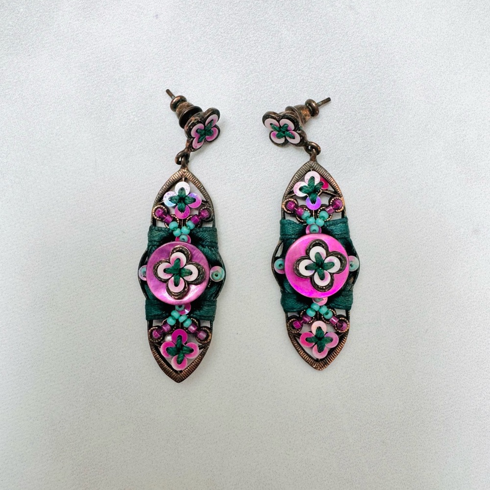 Satellite Paris Earrings Pink and Turquoise